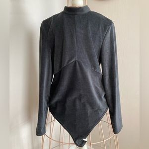 Gray Velour Bodysuit